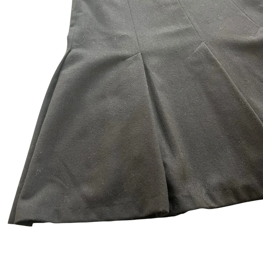 Barclay Square Women’s 10 Black 100% Pure Wool Vintage A-line Pleated Midi Skirt